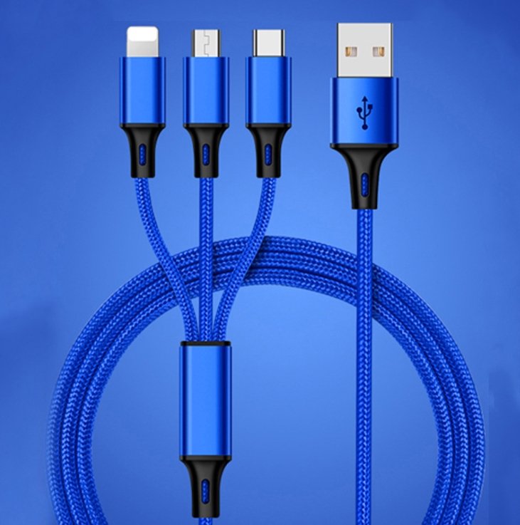 Nylon Braided Fast Charging Micro usb Type-C Multi Port Function 3 in 1 usb Charing cable | Tage-Active