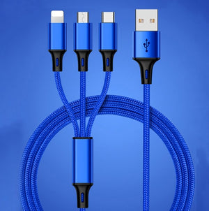Nylon Braided Fast Charging Micro usb Type-C Multi Port Function 3 in 1 usb Charing cable | Tage-Active