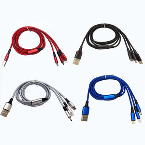 Nylon Braided Fast Charging Micro usb Type-C Multi Port Function 3 in 1 usb Charing cable | Tage-Active