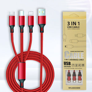 Nylon Braided Fast Charging Micro usb Type-C Multi Port Function 3 in 1 usb Charing cable | Tage-Active
