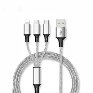 Nylon Braided Fast Charging Micro usb Type-C Multi Port Function 3 in 1 usb Charing cable | Tage-Active