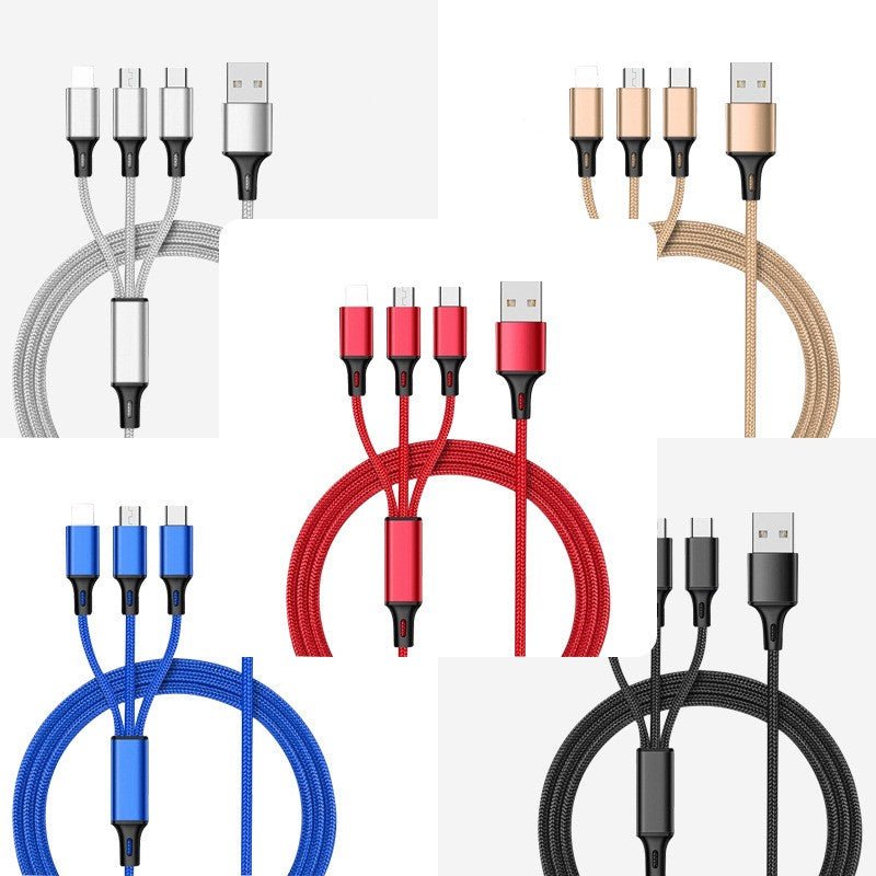 Nylon Braided Fast Charging Micro usb Type-C Multi Port Function 3 in 1 usb Charing cable | Tage-Active