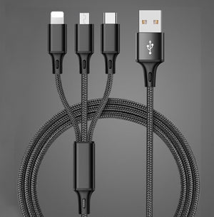 Nylon Braided Fast Charging Micro usb Type-C Multi Port Function 3 in 1 usb Charing cable | Tage-Active