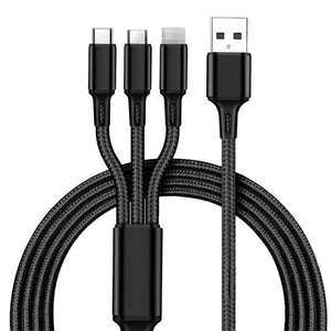 Nylon Braided Fast Charging Micro usb Type-C Multi Port Function 3 in 1 usb Charing cable | Tage-Active