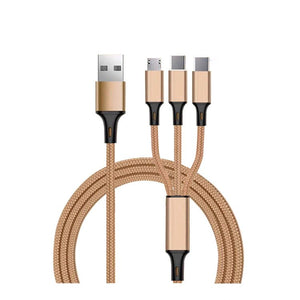 Nylon Braided Fast Charging Micro usb Type-C Multi Port Function 3 in 1 usb Charing cable | Tage-Active