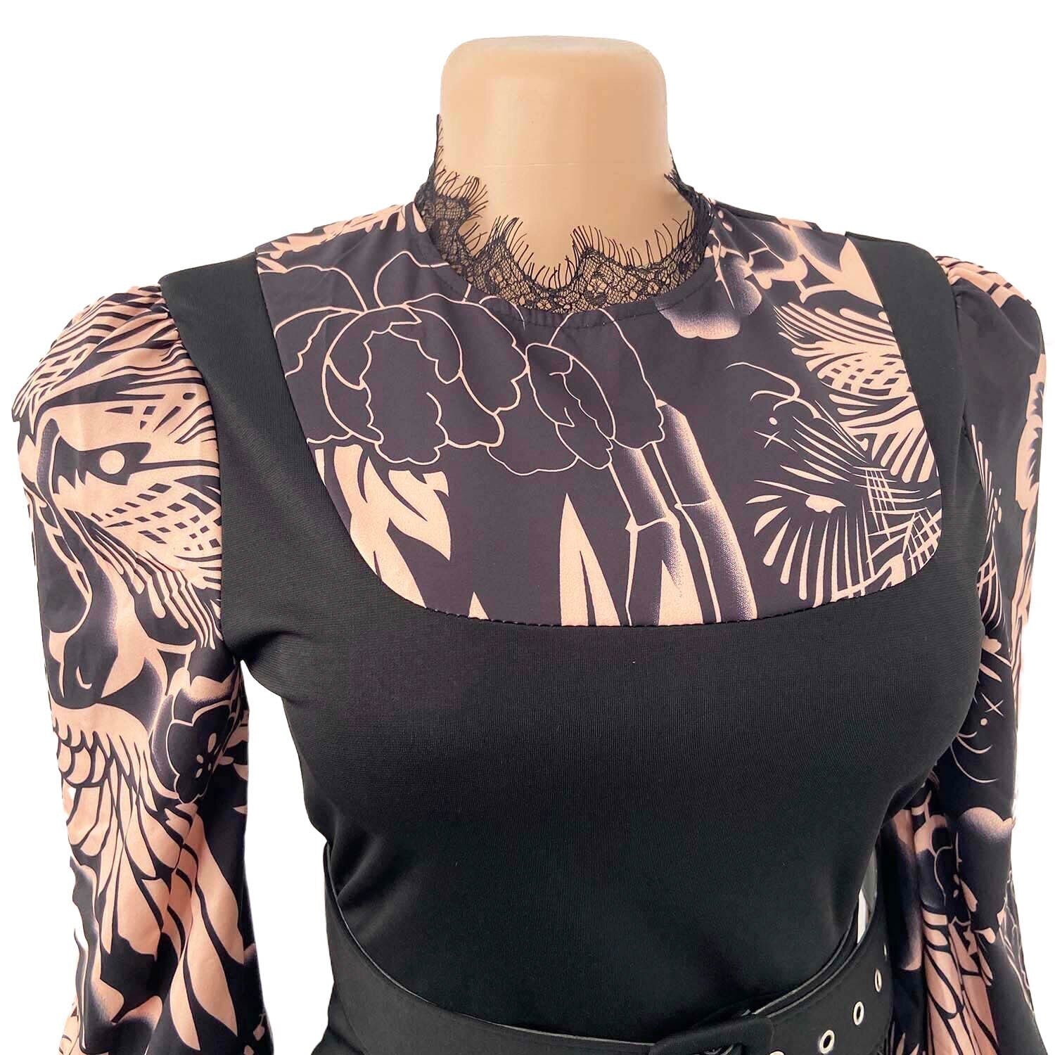 Office Dresses for Ladies Formal Classy Black Patchwork Full Sleeve Bodycon Temperament Commute Work Wear Dress Midi Hot ol | 0 | TageUnlimited