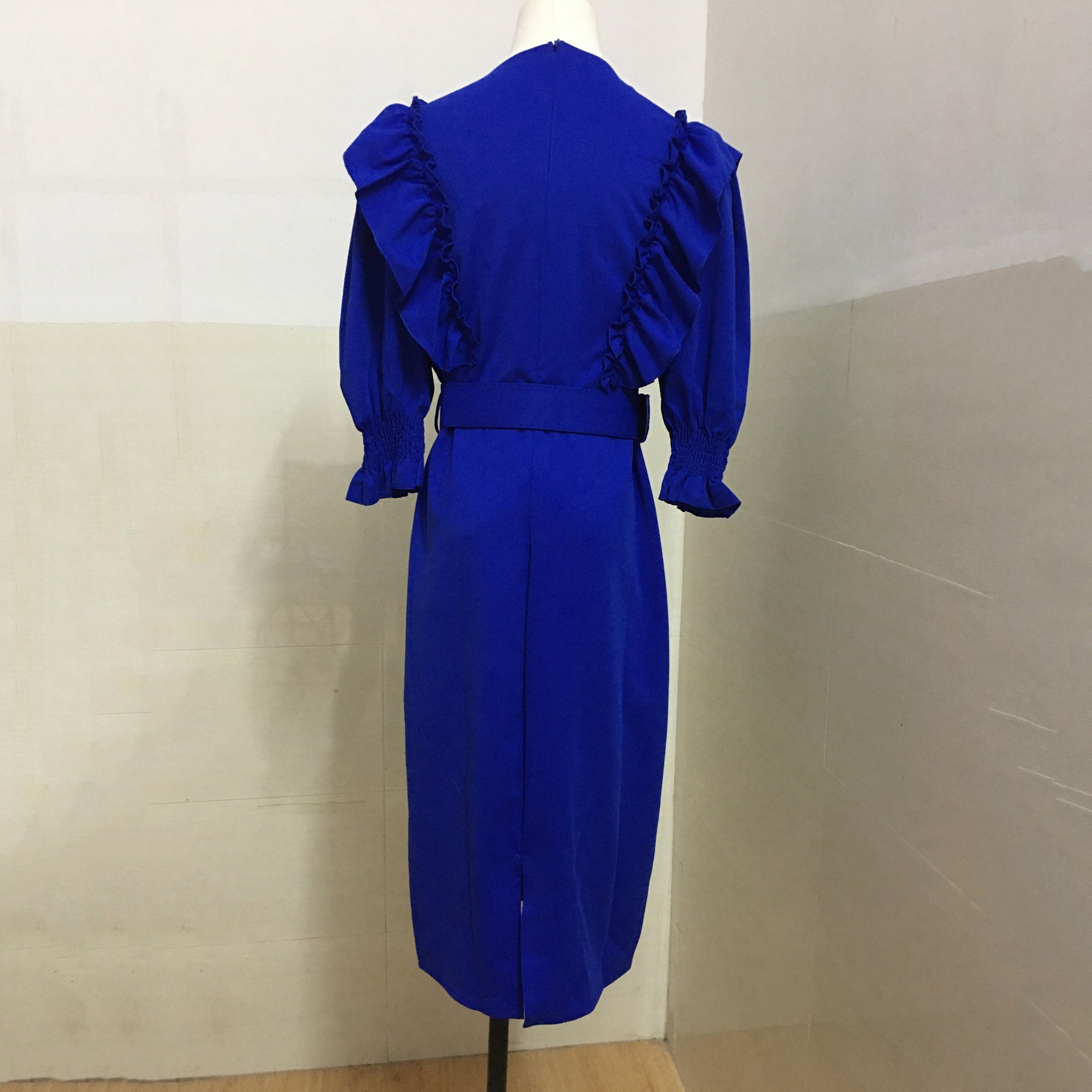 Office Dresses for Ladies Formal Classy Solid Ruffles Bodycon High Waisted Elegant Temperament Commute Business Work Dress | 0 | TageUnlimited