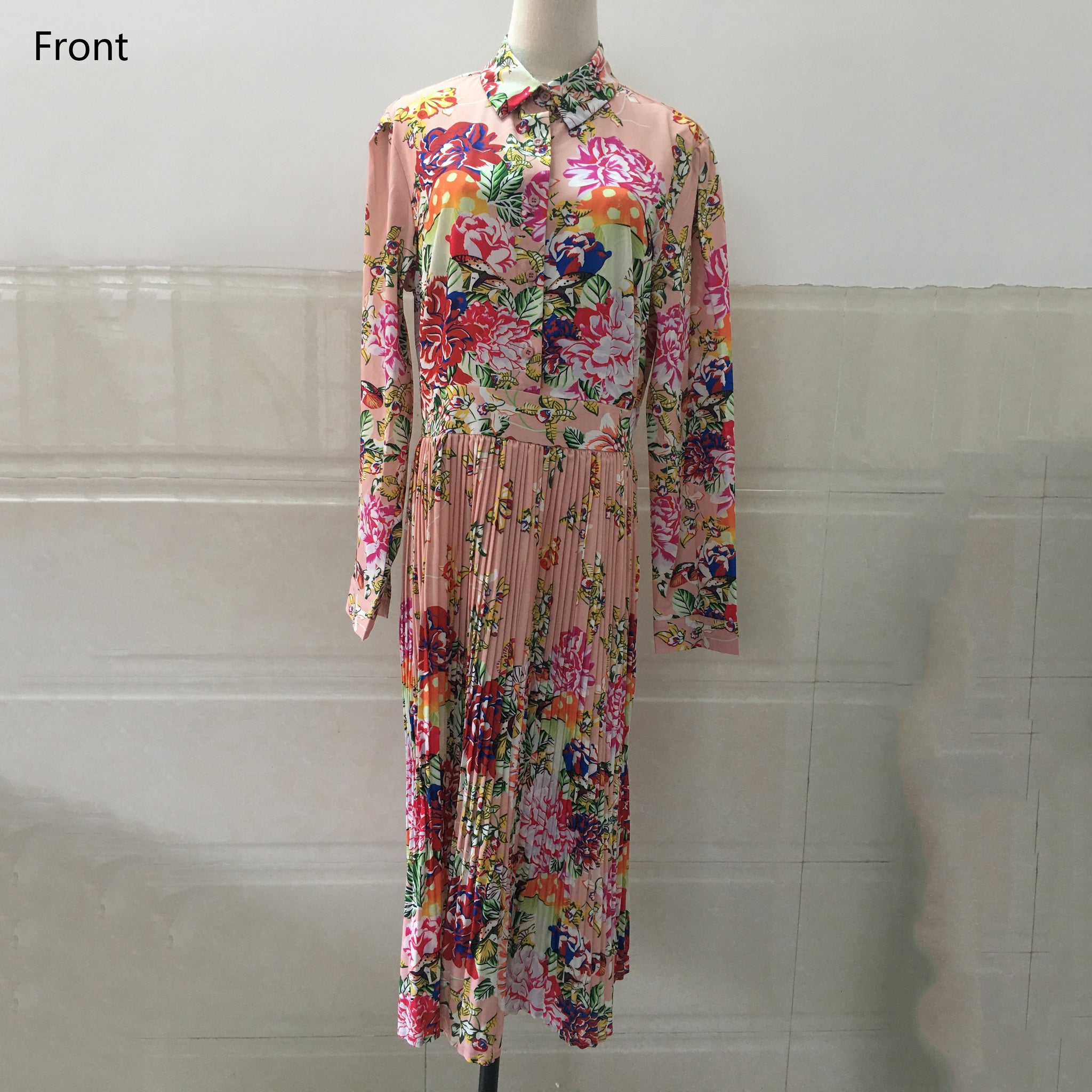 Office Dresses For Ladies  Formal Classy A Line Printed Full Sleeve High Waist Mid Calf Elegant Work Business Clothes Dress | 0 | TageUnlimited