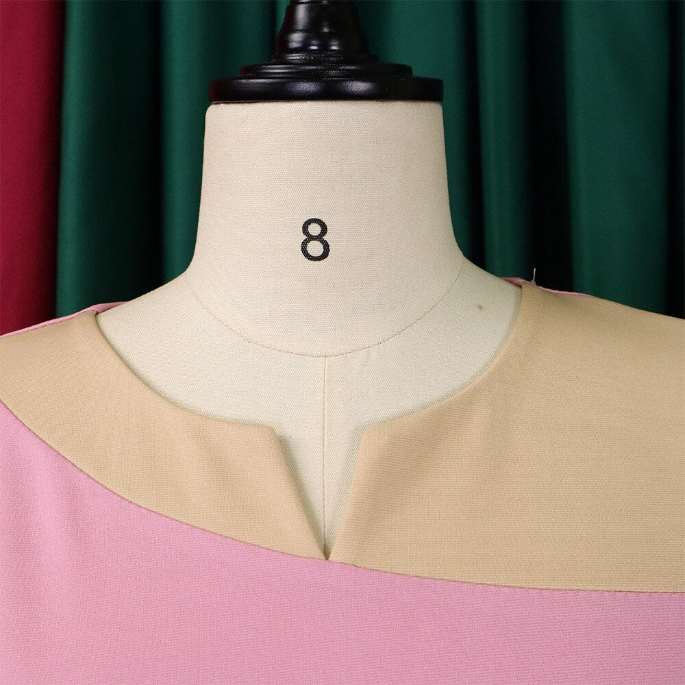 Office Work Dresses for Women Bodycon High Waisted Lantern Sleeve Round Neck Elegant Formal Business Work Wear Dress Midi Cloth | 0 | TageUnlimited