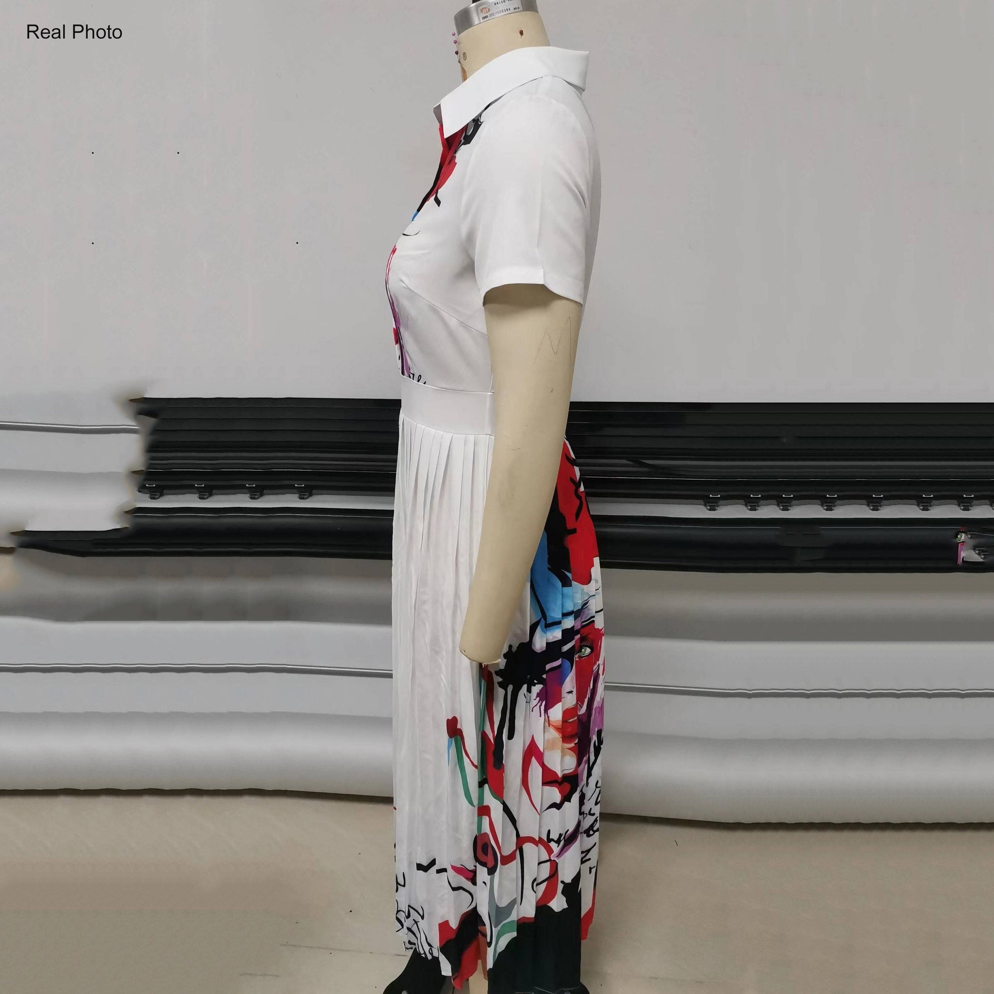 Office Dresses Pleated For Ladies  Formal Classy Geometric Print High Waist A Line Elegant Business Work Dress New | 0 | TageUnlimited