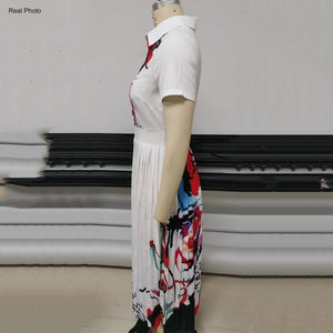 Office Dresses Pleated For Ladies  Formal Classy Geometric Print High Waist A Line Elegant Business Work Dress New | 0 | TageUnlimited