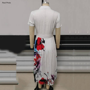 Office Dresses Pleated For Ladies  Formal Classy Geometric Print High Waist A Line Elegant Business Work Dress New | 0 | TageUnlimited
