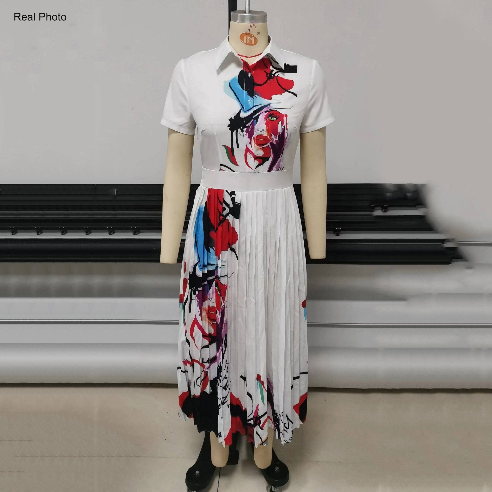 Office Dresses Pleated For Ladies  Formal Classy Geometric Print High Waist A Line Elegant Business Work Dress New | 0 | TageUnlimited