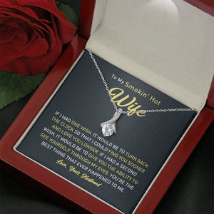 Petite Ribbon Shaped Pendant - To My Smokin' Hot Wife | Jewelry | C30084TG, C30084TR, lx-C30084, PB23-WOOD, PROD-1497632, PROD-1499070, PT-930, TNM-1, USER-43062, WARRANT-UPSELL | TageUnlimited