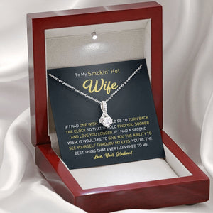 Petite Ribbon Shaped Pendant - To My Smokin' Hot Wife | Jewelry | C30084TG, C30084TR, lx-C30084, PB23-WOOD, PROD-1497632, PROD-1499070, PT-930, TNM-1, USER-43062, WARRANT-UPSELL | TageUnlimited