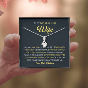 Petite Ribbon Shaped Pendant - To My Smokin' Hot Wife | Jewelry | C30084TG, C30084TR, lx-C30084, PB23-WOOD, PROD-1497632, PROD-1499070, PT-930, TNM-1, USER-43062, WARRANT-UPSELL | TageUnlimited