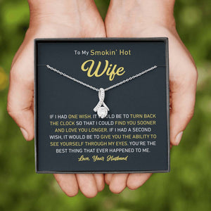 Petite Ribbon Shaped Pendant - To My Smokin' Hot Wife | Jewelry | C30084TG, C30084TR, lx-C30084, PB23-WOOD, PROD-1497632, PROD-1499070, PT-930, TNM-1, USER-43062, WARRANT-UPSELL | TageUnlimited