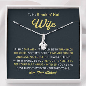 Petite Ribbon Shaped Pendant - To My Smokin' Hot Wife | Jewelry | C30084TG, C30084TR, lx-C30084, PB23-WOOD, PROD-1497632, PROD-1499070, PT-930, TNM-1, USER-43062, WARRANT-UPSELL | TageUnlimited