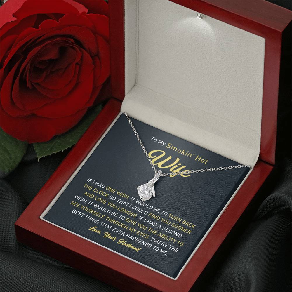 Petite Ribbon Shaped Pendant - To My Smokin' Hot Wife | Jewelry | C30084TG, C30084TR, lx-C30084, PB23-WOOD, PROD-1497632, PROD-1499070, PT-930, TNM-1, USER-43062, WARRANT-UPSELL | TageUnlimited
