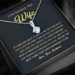 Petite Ribbon Shaped Pendant - To My Smokin' Hot Wife | Jewelry | C30084TG, C30084TR, lx-C30084, PB23-WOOD, PROD-1497632, PROD-1499070, PT-930, TNM-1, USER-43062, WARRANT-UPSELL | TageUnlimited