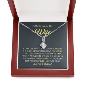 Petite Ribbon Shaped Pendant - To My Smokin' Hot Wife | Jewelry | C30084TG, C30084TR, lx-C30084, PB23-WOOD, PROD-1497632, PROD-1499070, PT-930, TNM-1, USER-43062, WARRANT-UPSELL | TageUnlimited