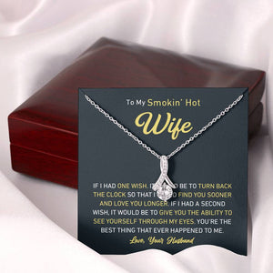 Petite Ribbon Shaped Pendant - To My Smokin' Hot Wife | Jewelry | C30084TG, C30084TR, lx-C30084, PB23-WOOD, PROD-1497632, PROD-1499070, PT-930, TNM-1, USER-43062, WARRANT-UPSELL | TageUnlimited