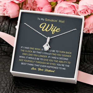 Petite Ribbon Shaped Pendant - To My Smokin' Hot Wife | Jewelry | C30084TG, C30084TR, lx-C30084, PB23-WOOD, PROD-1497632, PROD-1499070, PT-930, TNM-1, USER-43062, WARRANT-UPSELL | TageUnlimited