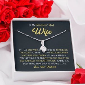 Petite Ribbon Shaped Pendant - To My Smokin' Hot Wife | Jewelry | C30084TG, C30084TR, lx-C30084, PB23-WOOD, PROD-1497632, PROD-1499070, PT-930, TNM-1, USER-43062, WARRANT-UPSELL | TageUnlimited
