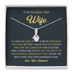Petite Ribbon Shaped Pendant - To My Smokin' Hot Wife | Jewelry | C30084TG, C30084TR, lx-C30084, PB23-WOOD, PROD-1497632, PROD-1499070, PT-930, TNM-1, USER-43062, WARRANT-UPSELL | TageUnlimited