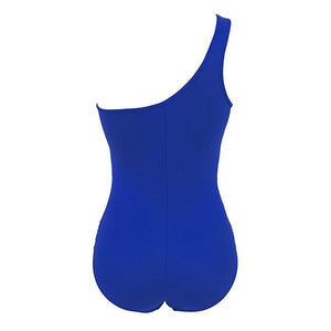 Plus Size Ladies One Piece Mesh Bandage Bikini Swimwear One Shoulder Push Up Monokini Swimsuit Bathing Suit XL XXL Beachwear Red | TageUnlimited