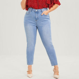 Plus Size Skinny Jeans for Women High Rise Women Jeans Stretchy Pencil Lady Denim Jeans 100 Kgs Mom Jeans Full Length Wash Jeans | 0 | TageUnlimited