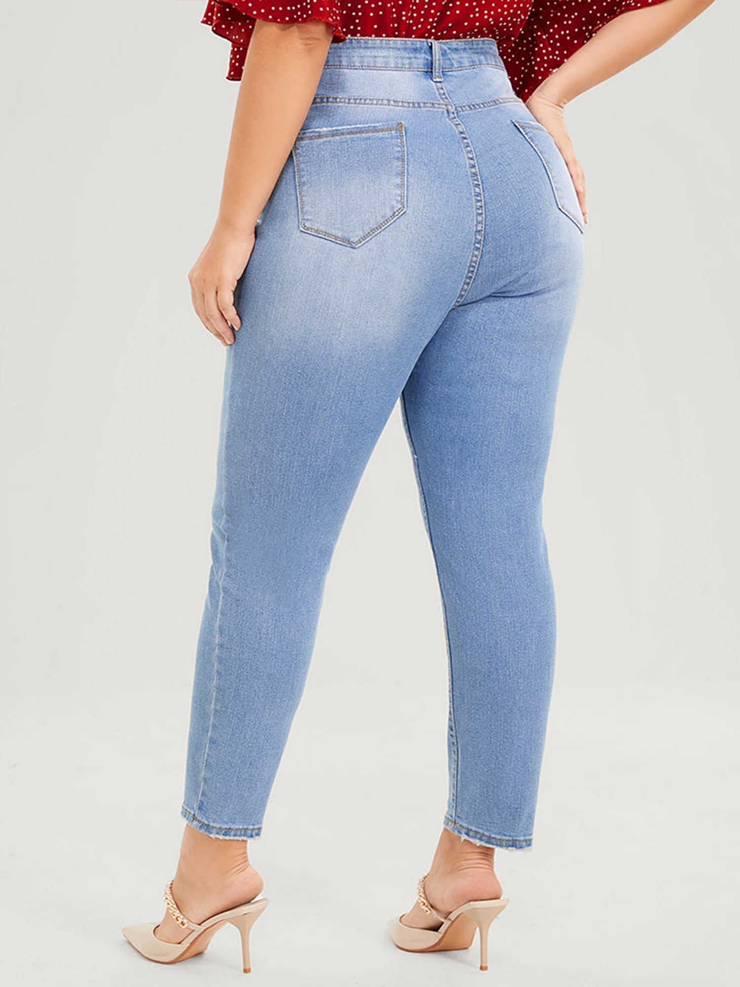 Plus Size Skinny Jeans for Women High Rise Women Jeans Stretchy Pencil Lady Denim Jeans 100 Kgs Mom Jeans Full Length Wash Jeans | 0 | TageUnlimited