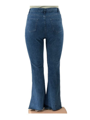 Plus Size Women Clothing Jeans High Waisted Denim Trousers Streetwear Pants Washed Distressed Jeans. | 0 | TageUnlimited