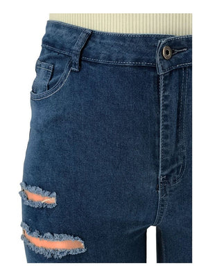 Plus Size Women Clothing Jeans High Waisted Denim Trousers Streetwear Pants Washed Distressed Jeans. | 0 | TageUnlimited