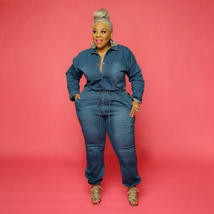 Plus Size Women Jean Jumpsuit Backless Chain V Neck One Piece Outfit Female Button Denim Jumpsuit  Spring Ripped Pencil Pant | 0 | TageUnlimited