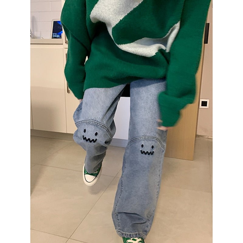 Plus Size Women Jeans High Waist Straight Baggy Fashion Pants Streetwear Harajuku Vintage Casual Female Wide Leg Denim Trouser | 0 | TageUnlimited