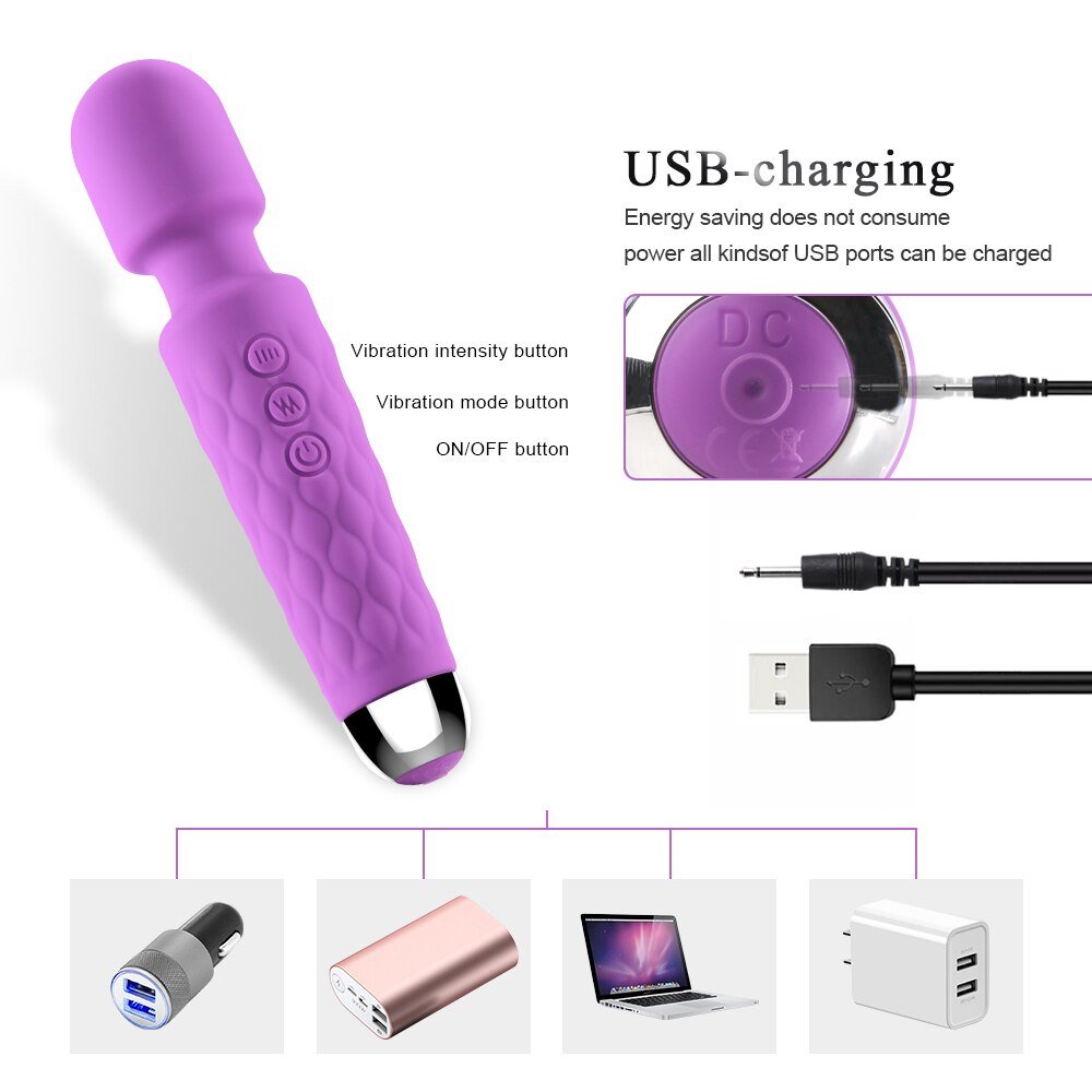 Powerful Handheld Clit Clitoris Stimulation Adult Personal Silicone Sex Toy Magic Av Wand Massager Vibrator for Women Female | TageUnlimited