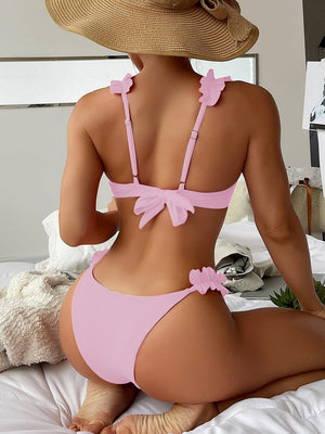 Push Up Bikini Set Women  Swimsuit Sexy Bow Biquini Lace Up Summer Bathing Suit Lady Two Pieces Swimwear Woman Beachwear | TageUnlimited