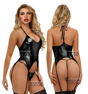 PVC glisten Metallic Faux Leather plus size lingerie costumes underwear babydoll sexy plus size bikini sexy for sex Pole dance | TageUnlimited