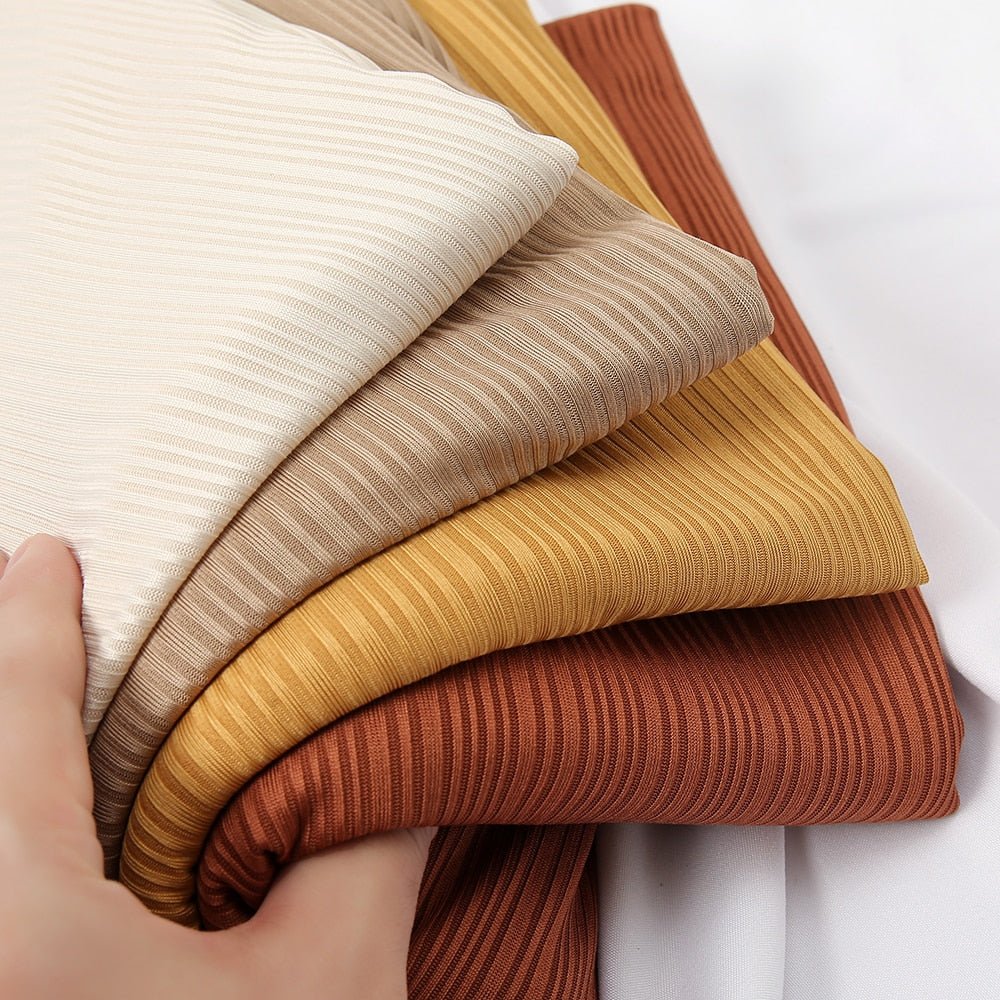 Ribbed Cotton Jersey Hijab Scarf Long Shawl Women Muslim Headscarf Wraps Striped Headband Maxi Turban Stretchy Pleated Bandana | TageUnlimited
