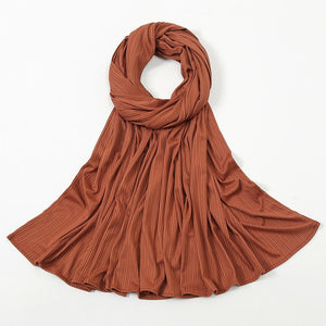 Ribbed Cotton Jersey Hijab Scarf Long Shawl Women Muslim Headscarf Wraps Striped Headband Maxi Turban Stretchy Pleated Bandana | TageUnlimited
