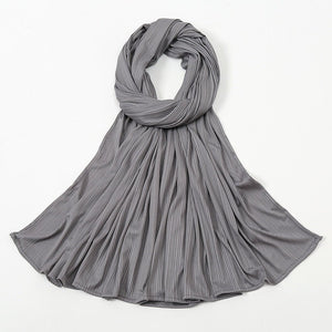Ribbed Cotton Jersey Hijab Scarf Long Shawl Women Muslim Headscarf Wraps Striped Headband Maxi Turban Stretchy Pleated Bandana | TageUnlimited