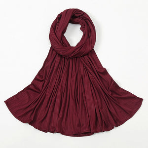 Ribbed Cotton Jersey Hijab Scarf Long Shawl Women Muslim Headscarf Wraps Striped Headband Maxi Turban Stretchy Pleated Bandana | TageUnlimited