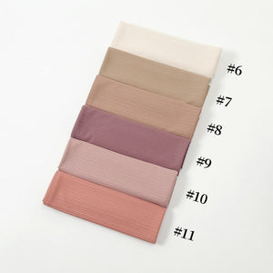 Ribbed Cotton Jersey Hijab Scarf Long Shawl Women Muslim Headscarf Wraps Striped Headband Maxi Turban Stretchy Pleated Bandana | TageUnlimited