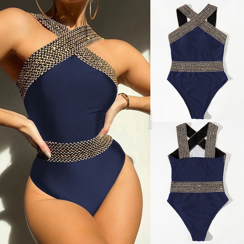 Riseado Sexy Push Up Swimsuit One Piece Swimwear Women  Black Bathing Suit Stitch Detail One-pieces Swimming Suit for Women | TageUnlimited