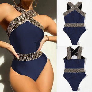 Riseado Sexy Push Up Swimsuit One Piece Swimwear Women  Black Bathing Suit Stitch Detail One-pieces Swimming Suit for Women | TageUnlimited