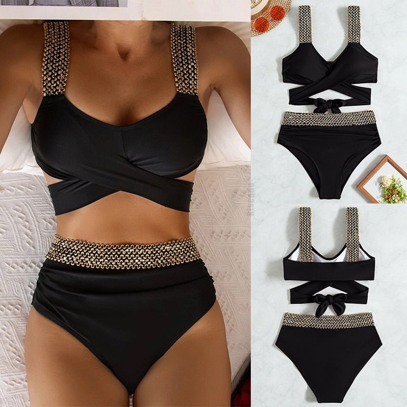 Riseado Sexy Push Up Swimsuit One Piece Swimwear Women  Black Bathing Suit Stitch Detail One-pieces Swimming Suit for Women | TageUnlimited