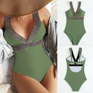 Riseado Sexy Push Up Swimsuit One Piece Swimwear Women  Black Bathing Suit Stitch Detail One-pieces Swimming Suit for Women | TageUnlimited