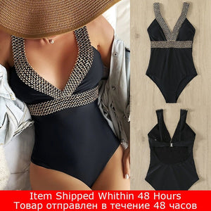 Riseado Sexy Push Up Swimsuit One Piece Swimwear Women  Black Bathing Suit Stitch Detail One-pieces Swimming Suit for Women | TageUnlimited