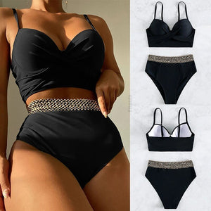 Riseado Sexy Push Up Swimsuit One Piece Swimwear Women  Black Bathing Suit Stitch Detail One-pieces Swimming Suit for Women | TageUnlimited